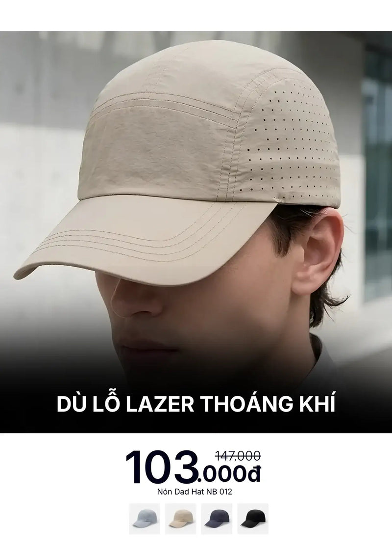 Nón Dad Hat Dù Lỗ Lazer Thoáng Khí NB 012 Be