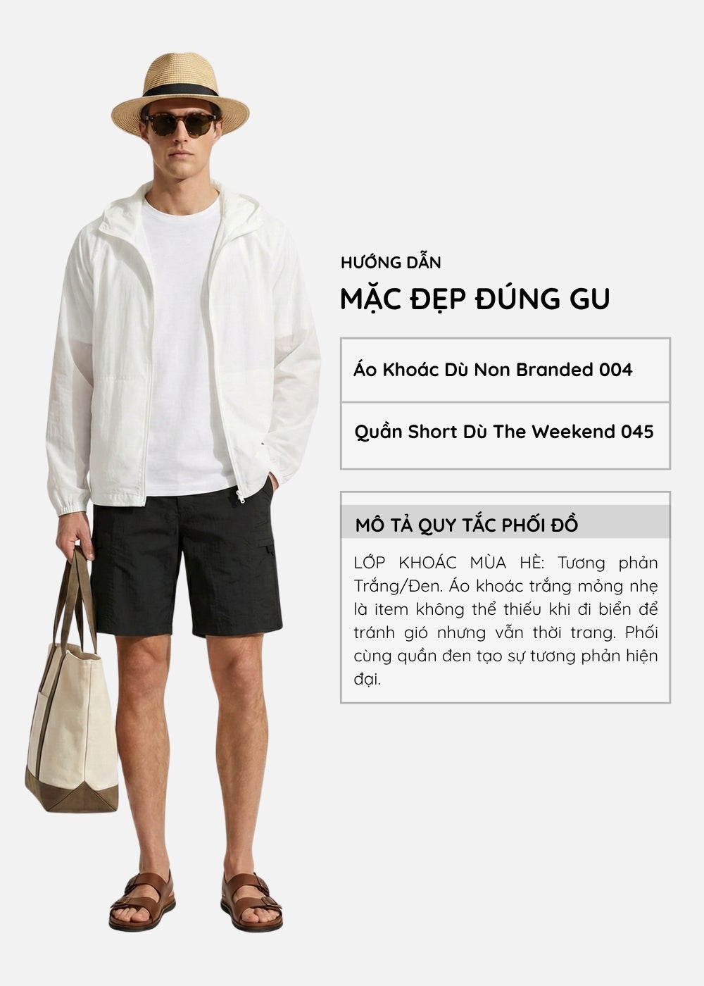 Áo Khoác Parka RainShield™ Mỏng Nhẹ Trượt Nước, Mũ Điều Chỉnh Non Branded 004 Màu Trắng Dáng Rộng Rãi F4