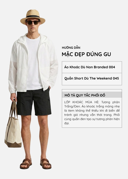 Áo Khoác Parka RainShield™ Mỏng Nhẹ Trượt Nước, Mũ Điều Chỉnh Non Branded 004 Màu Trắng Dáng Rộng Rãi F4