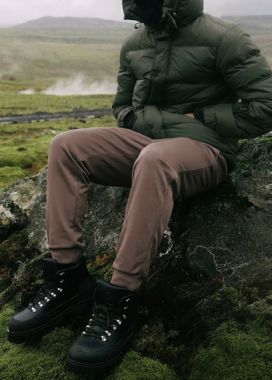 Quần Jogger Thun Vải Bird Eye Mesh Non Branded 007 Màu Nâu Dáng Vừa Vặn F3