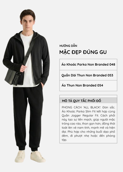 Áo Khoác Parka Anti-UV™ Xỏ Ngón Bảo Vệ Mu Bàn Tay Chống Nắng UPF 50+ Non Branded 048 Màu Đen Dáng Ôm Vừa F2