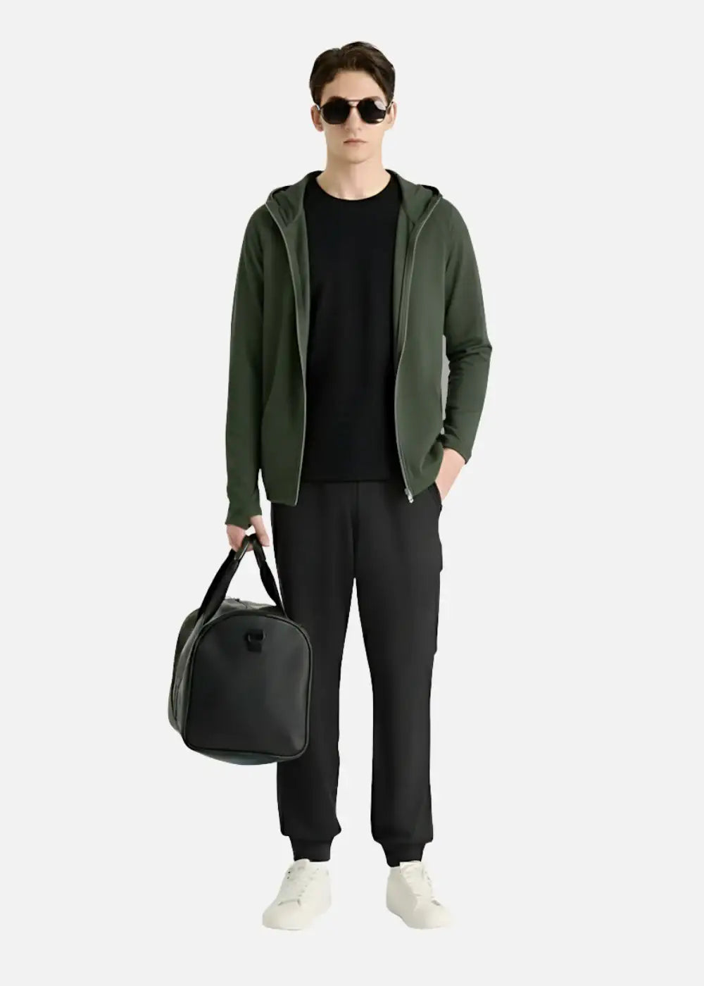 Áo Khoác Parka Anti-UV™ Xỏ Ngón Bảo Vệ Mu Bàn Tay Chống Nắng UPF 50+ Non Branded 048 Màu Xanh Lá Đậm Dáng Ôm Vừa F2