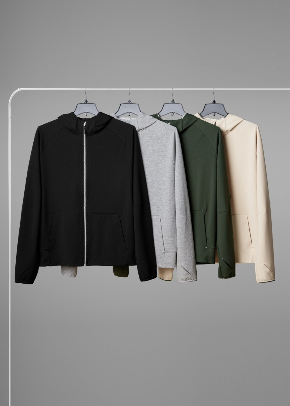 Áo Khoác Parka Anti-UV™ Xỏ Ngón Bảo Vệ Mu Bàn Tay Chống Nắng UPF 50+ Non Branded 048 Màu Đen Dáng Ôm Vừa F2