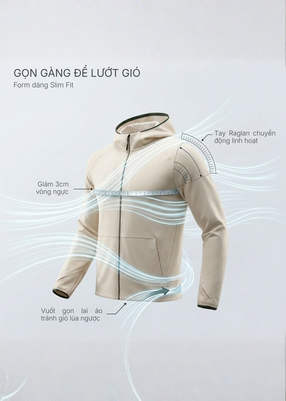 Áo Khoác Parka Anti-UV™ Xỏ Ngón Bảo Vệ Mu Bàn Tay Chống Nắng UPF 50+ Non Branded 048 Màu Đen Dáng Ôm Vừa F2