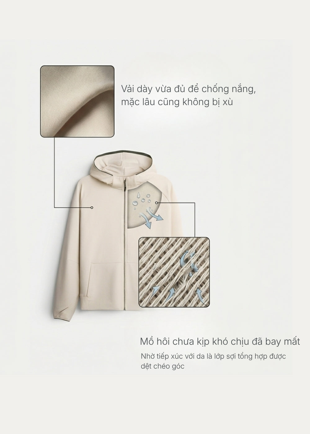 Áo Khoác Parka Anti-UV™ Xỏ Ngón Bảo Vệ Mu Bàn Tay Chống Nắng UPF 50+ Non Branded 048 Màu Đen Dáng Ôm Vừa F2
