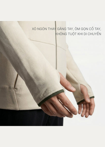 Áo Khoác Parka Anti-UV™ Xỏ Ngón Bảo Vệ Mu Bàn Tay Chống Nắng UPF 50+ Non Branded 048 Màu Đen Dáng Ôm Vừa F2