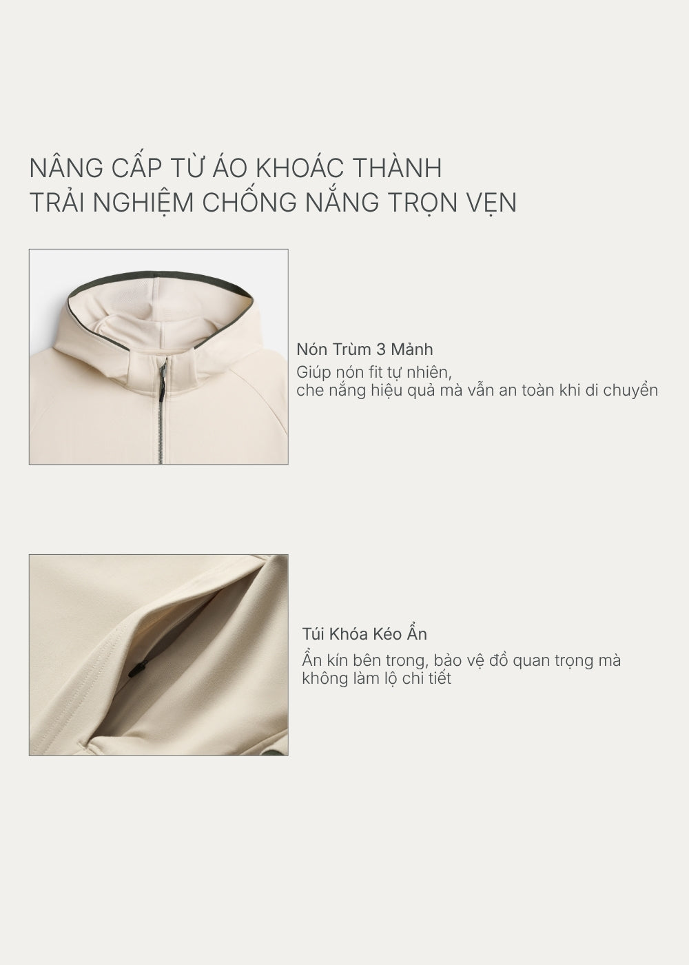 Áo Khoác Parka Anti-UV™ Xỏ Ngón Bảo Vệ Mu Bàn Tay Chống Nắng UPF 50+ Non Branded 048 Màu Đen Dáng Ôm Vừa F2