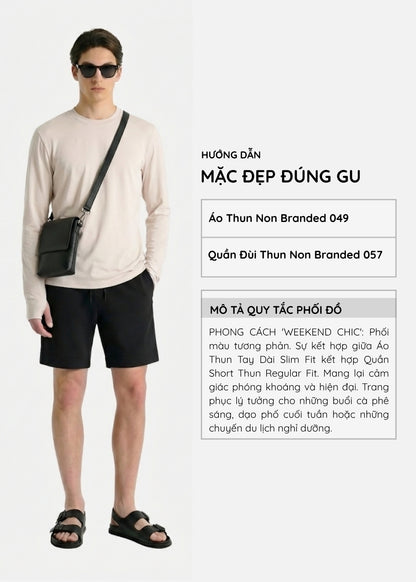 Áo Thun Tay FlexFit™ Co Giãn Tốt Khoe Dáng Khỏe Khoắn Non Branded 049 Màu Be Dáng Ôm Vừa F2