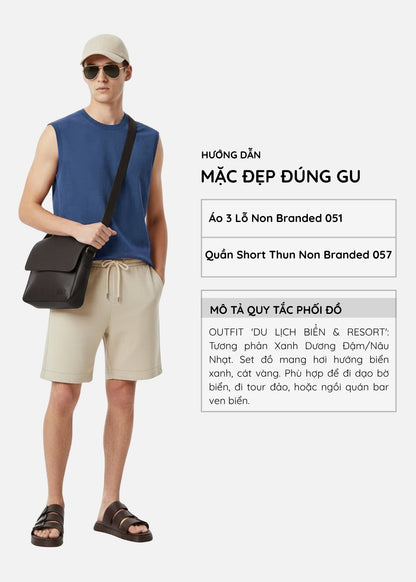 Áo 3 Lỗ Tôn Dáng FlexFit™ Cotton Mềm Mướt Co Giãn Đa Chiều Non Branded 051 Màu Xanh Dương Đậm Dáng Ôm Vừa F2