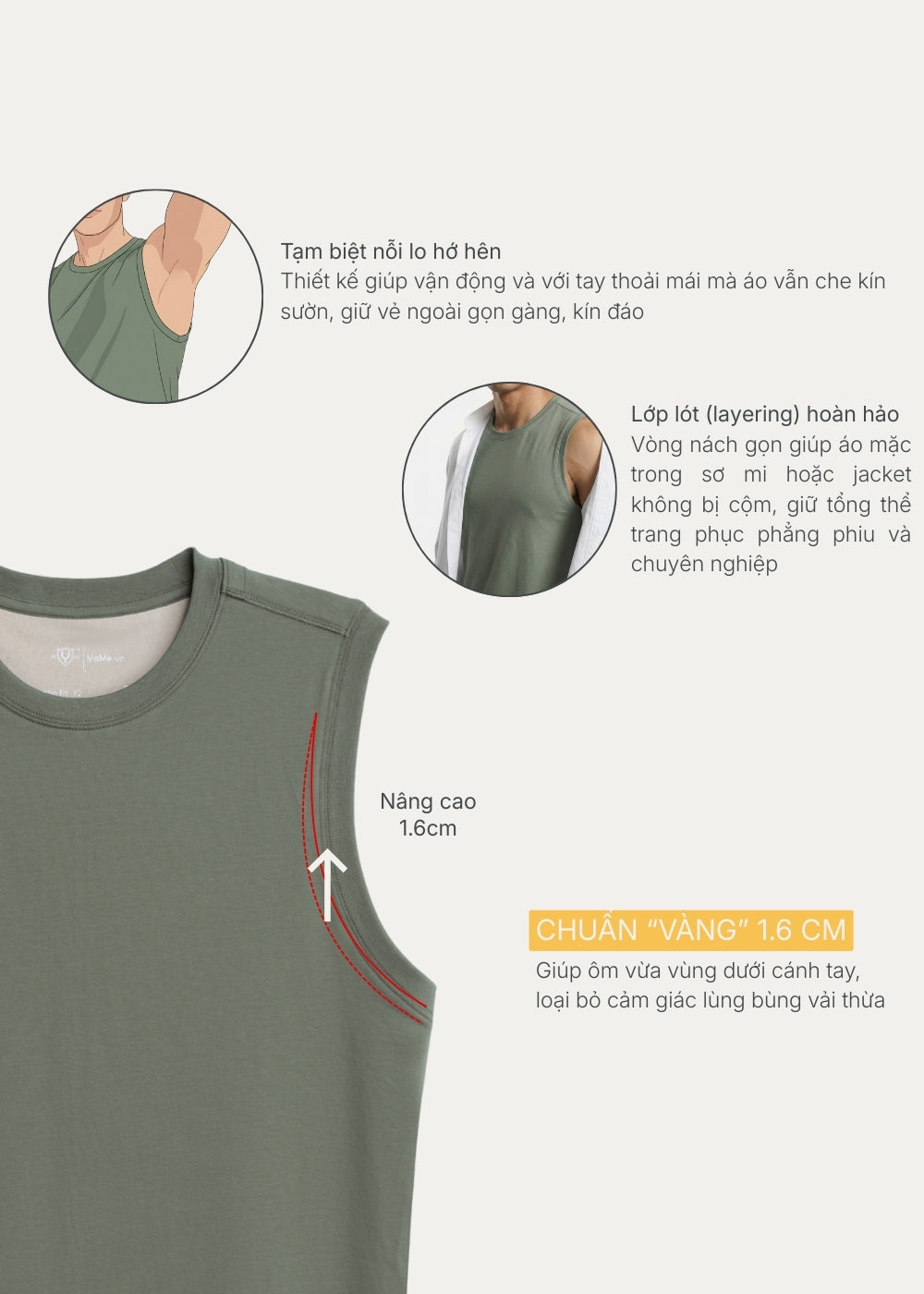 Áo 3 Lỗ Tôn Dáng FlexFit™ Cotton Mềm Mướt Co Giãn Đa Chiều Non Branded 051 Màu Trắng Dáng Ôm Vừa F2