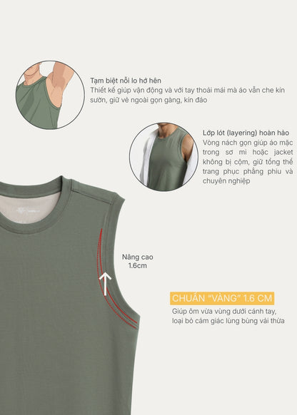 Áo 3 Lỗ Tôn Dáng FlexFit™ Cotton Mềm Mướt Co Giãn Đa Chiều Non Branded 051 Màu Trắng Dáng Ôm Vừa F2