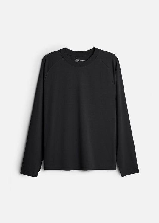 Áo Thun Tay Dài Raglan FlexFit™ Vải Mỏng Mịn Có Lỗ Xỏ Ngón Tiện Lợi Non Branded 052 Màu Đen Dáng Vừa Vặn F3