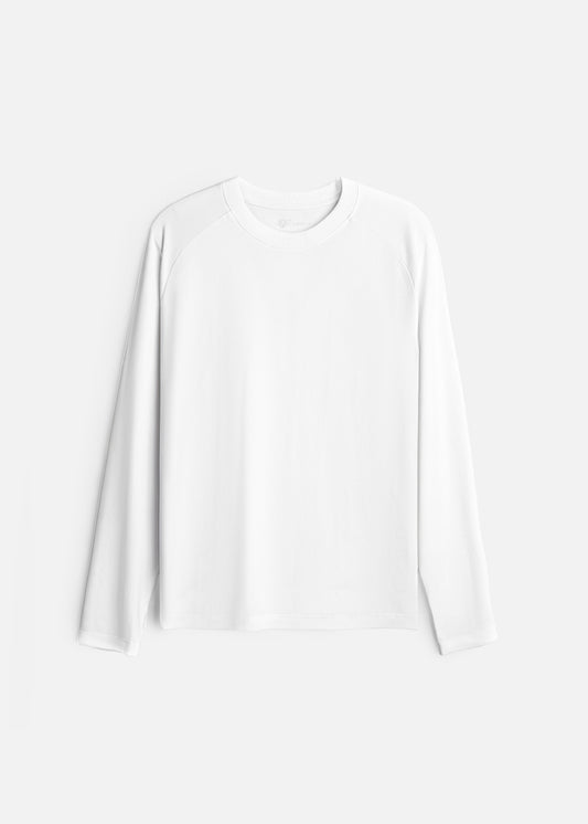 Áo Thun Tay Dài Raglan FlexFit™ Vải Mỏng Mịn Có Lỗ Xỏ Ngón Tiện Lợi Non Branded 052 Màu Trắng Dáng Vừa Vặn F3