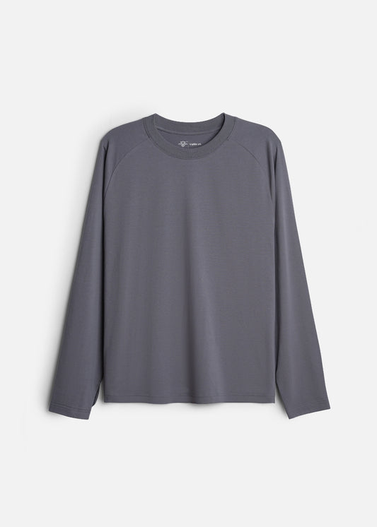 Áo Thun Tay Dài FlexFit™ Vai Raglan Dễ Vận Động Vải Mỏng Mịn Có Lỗ Xỏ Ngón Tiện Lợi Non Branded 052 Màu Xám Đậm Dáng Vừa Vặn F3