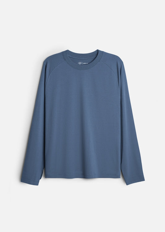 Áo Thun Tay Dài Raglan FlexFit™ Vải Mỏng Mịn Có Lỗ Xỏ Ngón Tiện Lợi Non Branded 052 Màu Xanh Dương Dáng Vừa Vặn F3