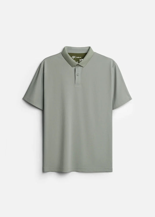 Áo Polo Vải Cá Sấu Phối Màu ColorLock™ Mặc Thoáng Mát Giữ Màu Tốt Non Branded 056 Màu Xám Dáng Ôm Vừa F2