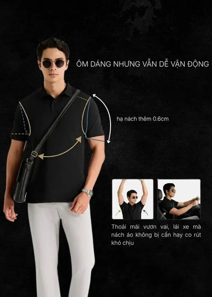 Áo Polo Vải Cá Sấu Phối Màu ColorLock™ Mặc Thoáng Mát Giữ Màu Tốt Non Branded 056 Màu Hồng Dáng Ôm Vừa F2