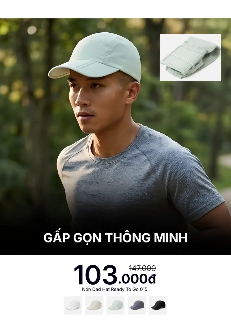 Nón Dad Hat Gấp Gọn Thông Minh Ready To Go 015 Xanh Ngọc