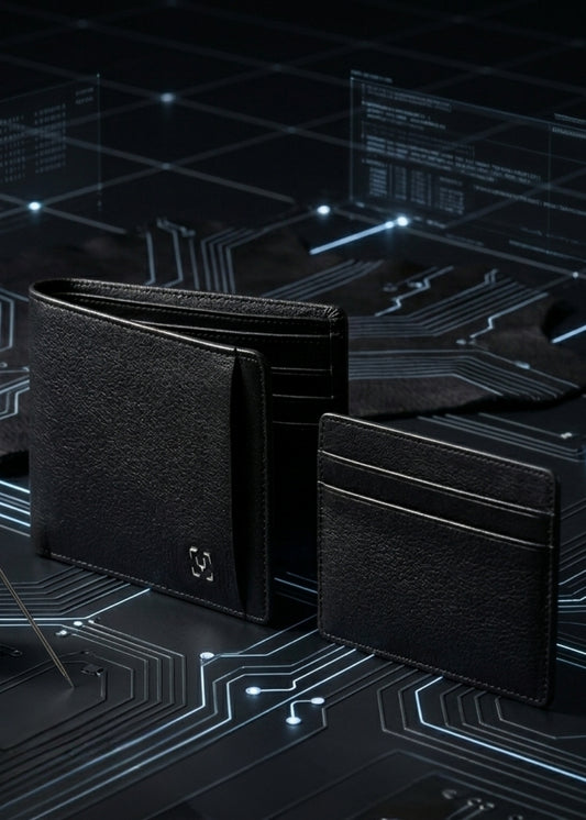 Ví Ngang Công Sở Da Ý Công Nghệ RFID Chống Trộm Tài Lộc 005 Đen