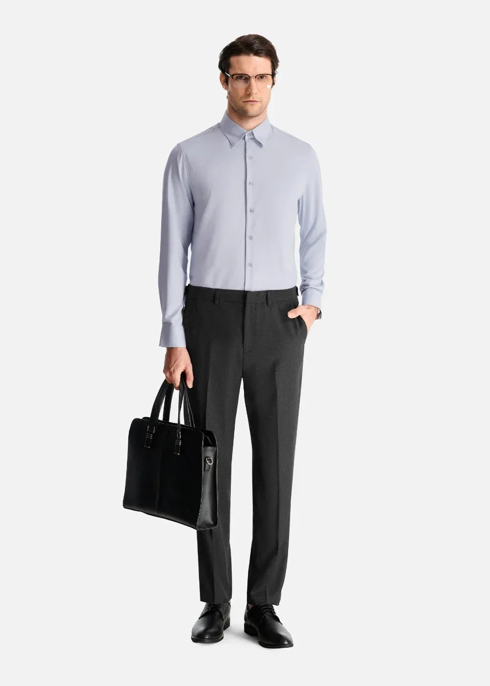 Áo Sơ Mi Tay Dài Vải Ngải Cứu StayFresh™ Chạm Mát Lạnh, Ngăn Mùi Hôi The CEO 002 Màu Xám Nhạt Dáng Ôm Vừa F2