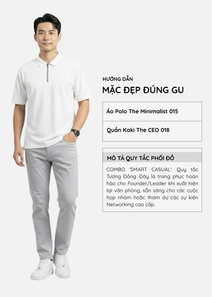 Áo Polo Sợi Làm Mát IceVibes™ Mặc Đi Nắng Giải Nhiệt Nhanh Chóng The Minimalist 015 Màu Trắng 2 Form 10 Size