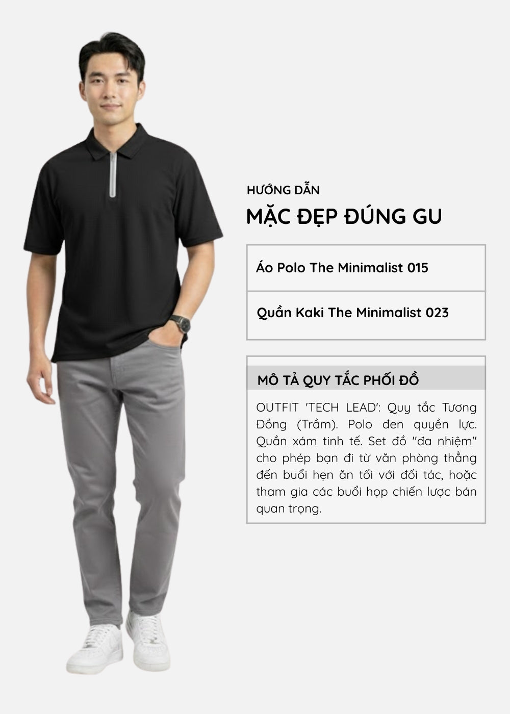 Áo Polo Sợi Làm Mát IceVibes™ Mặc Đi Nắng Giải Nhiệt Nhanh Chóng The Minimalist 015 Màu Đen 2 Form 10 Size