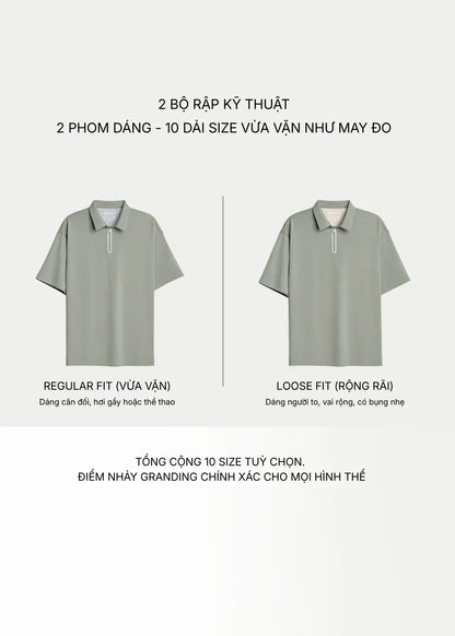 Áo Polo Sợi Làm Mát IceVibes™ Mặc Đi Nắng Giải Nhiệt Nhanh Chóng The Minimalist 015 Màu Đen 2 Form 10 Size