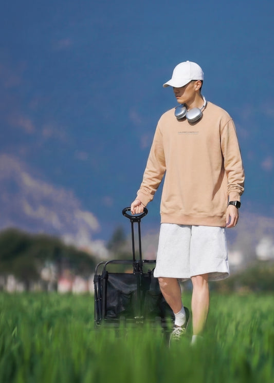 Áo Thun Sweater Cotton Co Giãn Thêu 3D The No Style 018 Màu Nâu Dáng Vừa Vặn F3