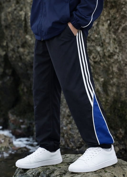 Quần Dù Ống Rộng Phối Màu The No Style 099 Màu Đen Xanh Dương Dáng Rộng Rãi F4