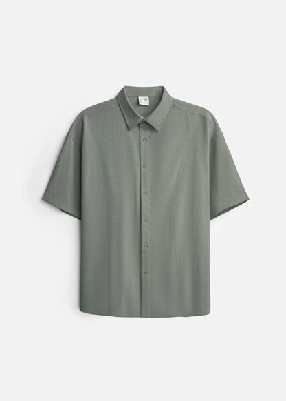 Áo Sơ Mi Tay Ngắn Mát Như Vải Đũi AirDry™ Thoát Mồ Hôi Nhanh The No Style 117 Màu Xanh Lá Đậm Dáng Rộng Rãi F4