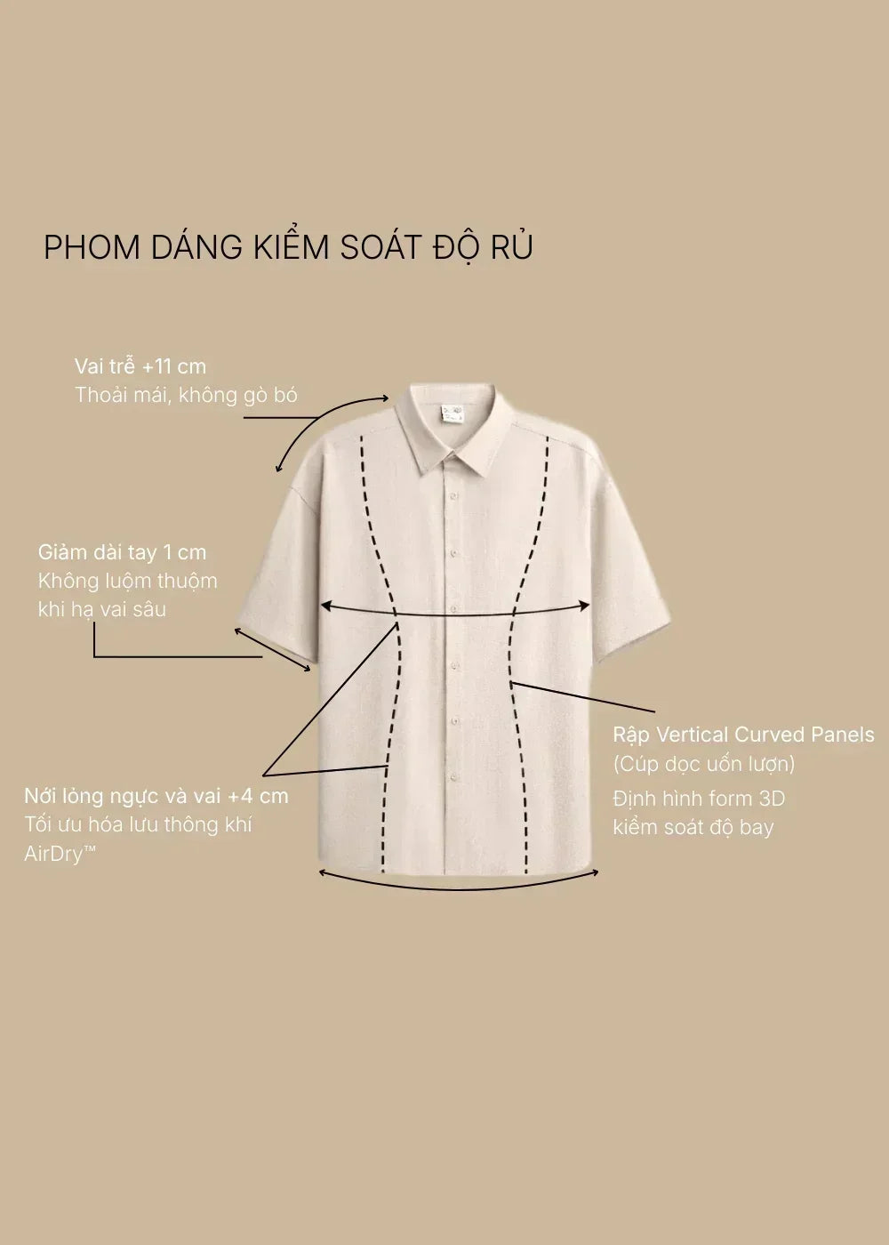 Áo Sơ Mi Tay Ngắn Mát Như Vải Đũi AirDry™ Thoát Mồ Hôi Nhanh The No Style 117 Màu Xanh Lá Đậm Dáng Rộng Rãi F4