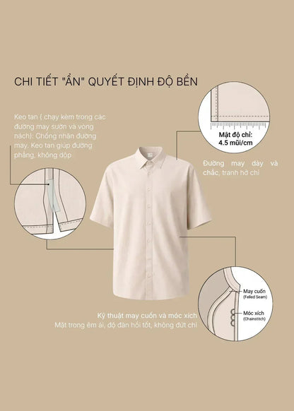 Áo Sơ Mi Tay Ngắn Mát Như Vải Đũi AirDry™ Thoát Mồ Hôi Nhanh The No Style 117 Màu Xanh Lá Đậm Dáng Rộng Rãi F4
