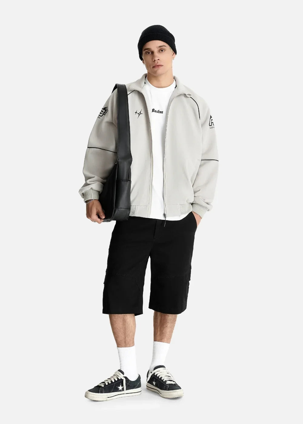 Áo Khoác BomBer Vải Cá Sấu DurableTex™ Co Giãn Mặc Mát The No Style 183 Màu Xám Nhạt Dáng Rộng Rãi F4