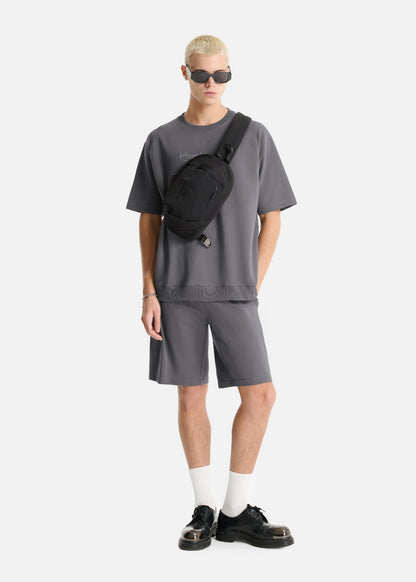 Áo Thun Dáng Vuông Vai Raglan CloudTouch™ Vải Êm Ái In Chữ In Nổi The No Style 204 Màu Xám Đậm Dáng Rộng Rãi F4