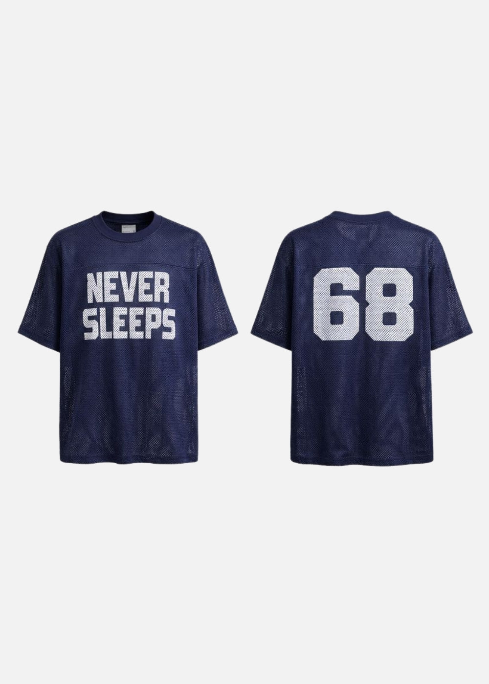 Áo Thun Vải Dệt Lưới AirDry™ Thoát Nhiệt Nhanh "NEVER SLEEPS" The No Style 207 Màu Xanh Dương Đậm Dáng Rộng Rãi F4