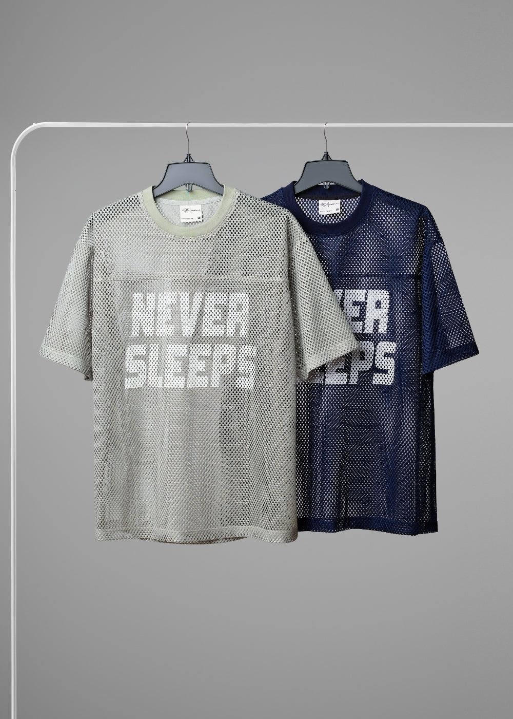 Áo Thun Vải Dệt Lưới AirDry™ Thoát Nhiệt Nhanh "NEVER SLEEPS" The No Style 207 Màu Xanh Dương Đậm Dáng Rộng Rãi F4