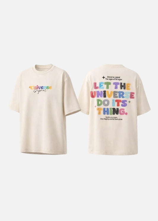 Áo Thun FlexFit™ Vải Co Giãn In Nổi 3D "Universe" The No Style 210 Màu Be Dáng Rộng Rãi F4