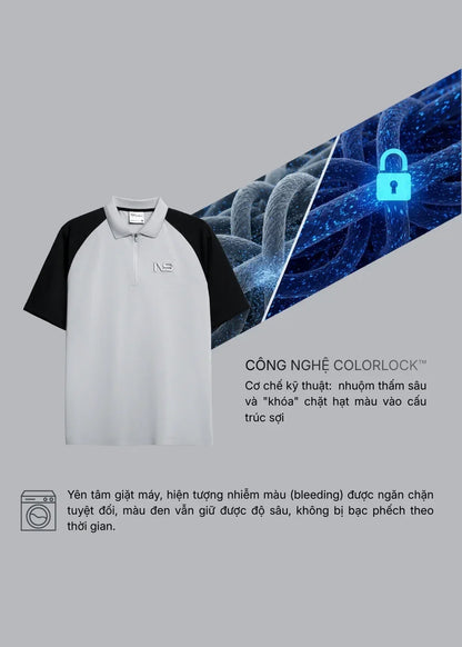 Áo Polo ColorLock™ Giữ Màu Tốt, Mặc Thoáng Vai Raglan Dễ Cử Động The No Style 225 Màu Đen Xám Dáng Vừa Vặn F3
