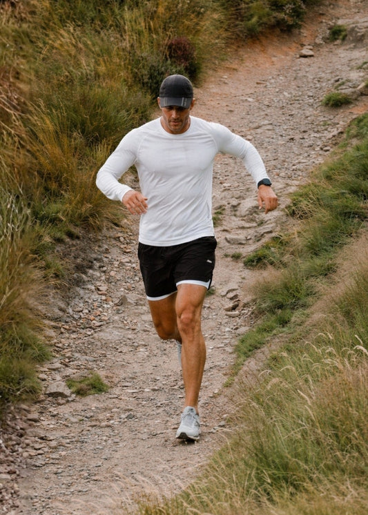 Áo Thun Tay Dài Thể Thao FlexFit™ Thoát Nhiệt The Trainer 005 Màu Trắng Dáng Ôm Vừa F2