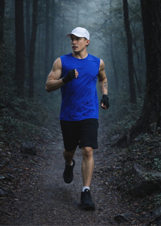 Áo Thun 3 Lỗ Thể Thao FlexFit™ Vải Tản Nhiệt The Trainer 010 Màu Xanh Dương Dáng Ôm Vừa F2