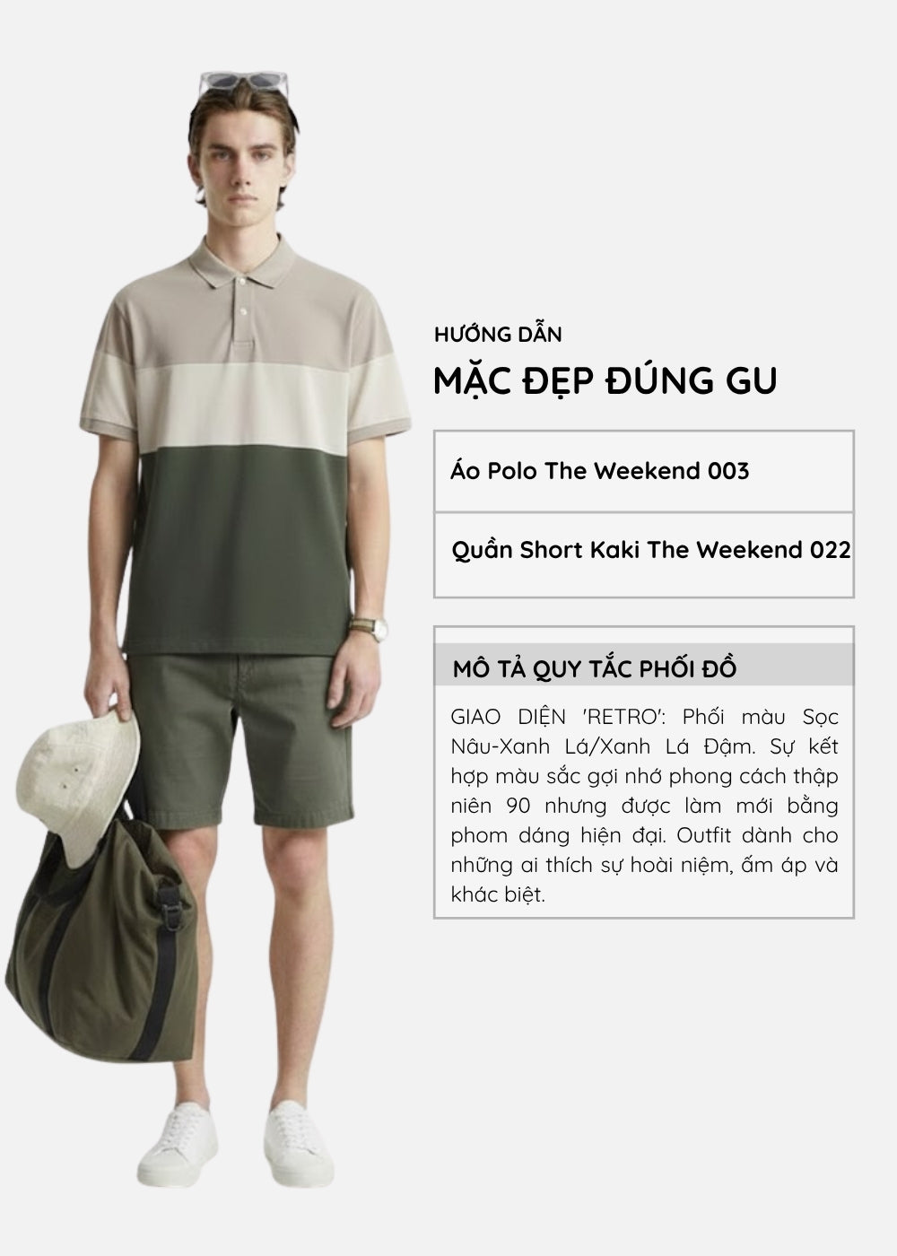 Áo Polo Vải Cá Sấu Phối Mảng Màu AirDry™ Mặc Nhẹ Thoát Mồ Hôi Tốt The Weekend 003 Màu Nâu Xanh Lá Dáng Vừa Vặn F3