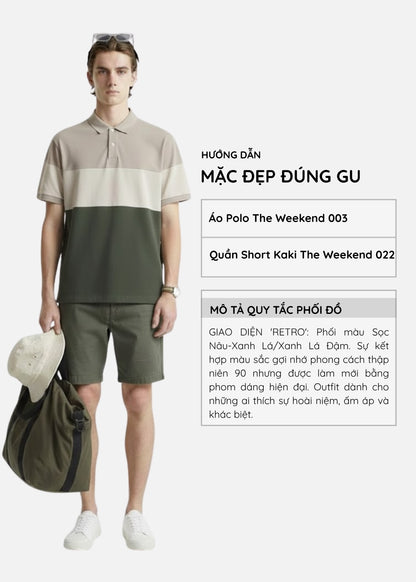 Áo Polo Vải Cá Sấu Phối Mảng Màu AirDry™ Mặc Nhẹ Thoát Mồ Hôi Tốt The Weekend 003 Màu Nâu Xanh Lá Dáng Vừa Vặn F3