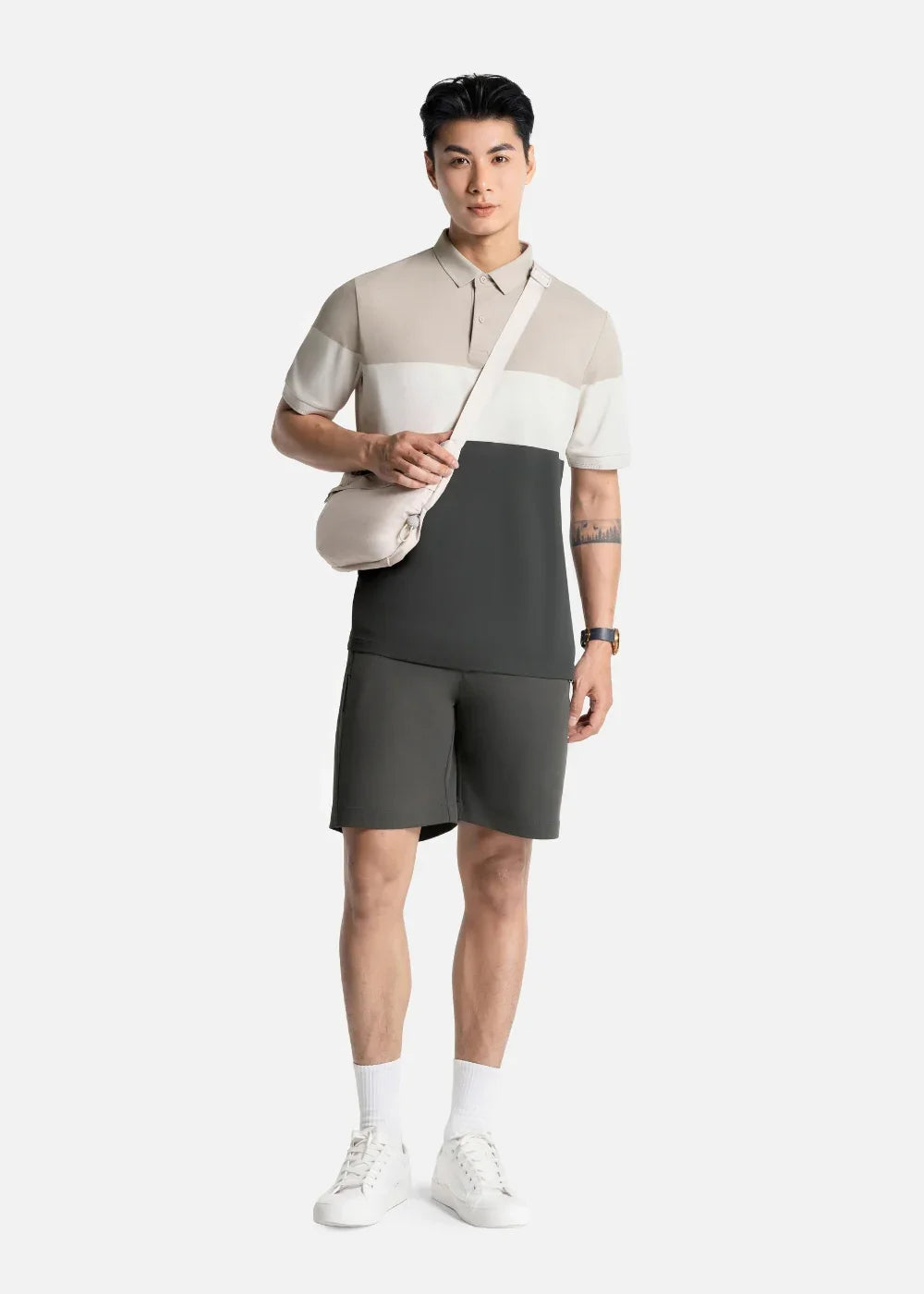Áo Polo Vải Cá Sấu Phối Mảng Màu AirDry™ Mặc Nhẹ Thoát Mồ Hôi Tốt The Weekend 003 Màu Nâu Xanh Lá Dáng Vừa Vặn F3