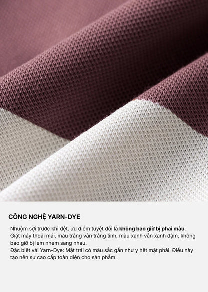 Áo Polo Vải Cá Sấu Phối Mảng Màu AirDry™ Mặc Nhẹ Thoát Mồ Hôi Tốt The Weekend 003 Màu Nâu Xanh Lá Dáng Vừa Vặn F3