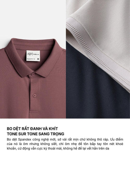 Áo Polo Vải Cá Sấu Phối Mảng Màu AirDry™ Mặc Nhẹ Thoát Mồ Hôi Tốt The Weekend 003 Màu Nâu Xanh Lá Dáng Vừa Vặn F3