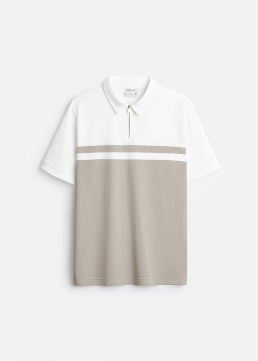 Áo Polo Khóa Kéo ColorLock™ Vải Thoát Nhiệt Vải Chống Lem Màu The Weekend 006 Màu Trắng Be Dáng Vừa Vặn F3