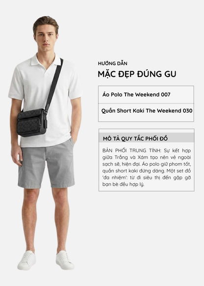 Áo Polo Cổ V Không Gò Bó FlexFit™ Co Giãn Êm Ái The Weekend 007 Màu Trắng Dáng Vừa Vặn F3