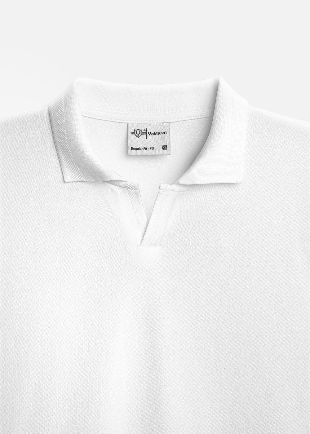 Áo Polo Cổ V Không Gò Bó FlexFit™ Co Giãn Êm Ái The Weekend 007 Màu Trắng Dáng Vừa Vặn F3