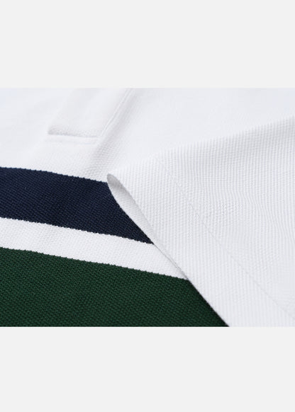 Áo Polo Cổ Khóa Kéo ColorLock™ Vải Cá Sấu Thoáng Mát Khóa Màu Sâu The Weekend 008 Màu Trắng Xanh Dương Dáng Vừa Vặn F3