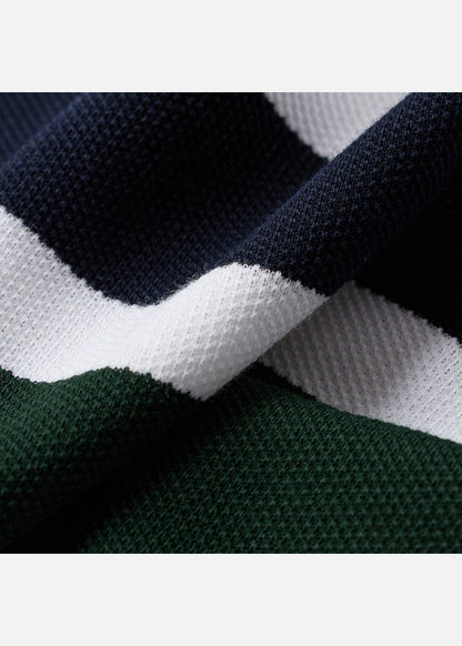 Áo Polo Cổ Khóa Kéo ColorLock™ Vải Cá Sấu Thoáng Mát Khóa Màu Sâu The Weekend 008 Màu Trắng Xanh Dương Dáng Vừa Vặn F3